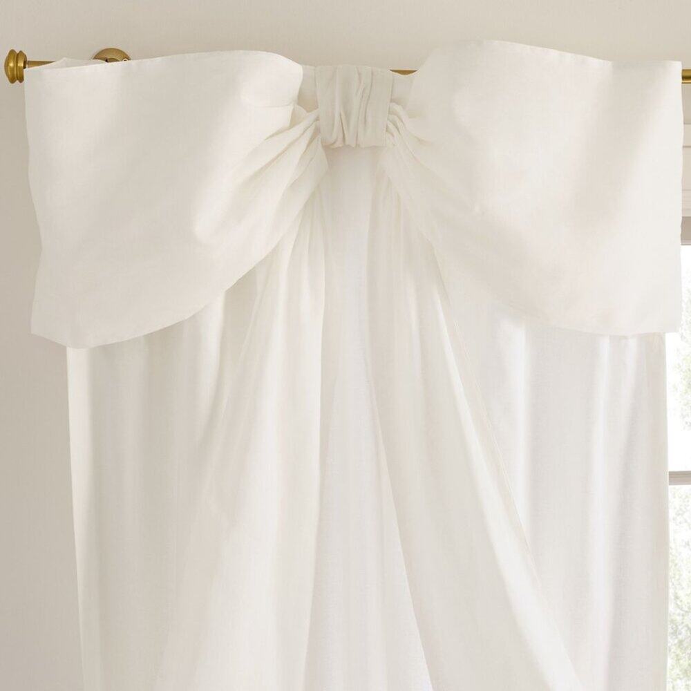 LoveShackFancy White Oversized Bow Valance Drape Curtain Panel Pottery Barn NEW